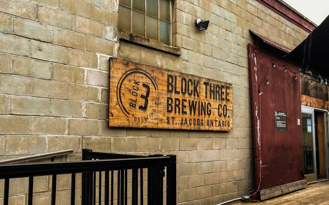 Block Three Brewing Co sign | st jacobs things to do