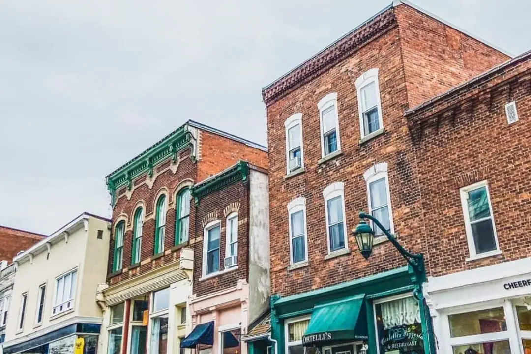 Shops lining the downtown core of Almonte, Ontario | christmas packages ontario