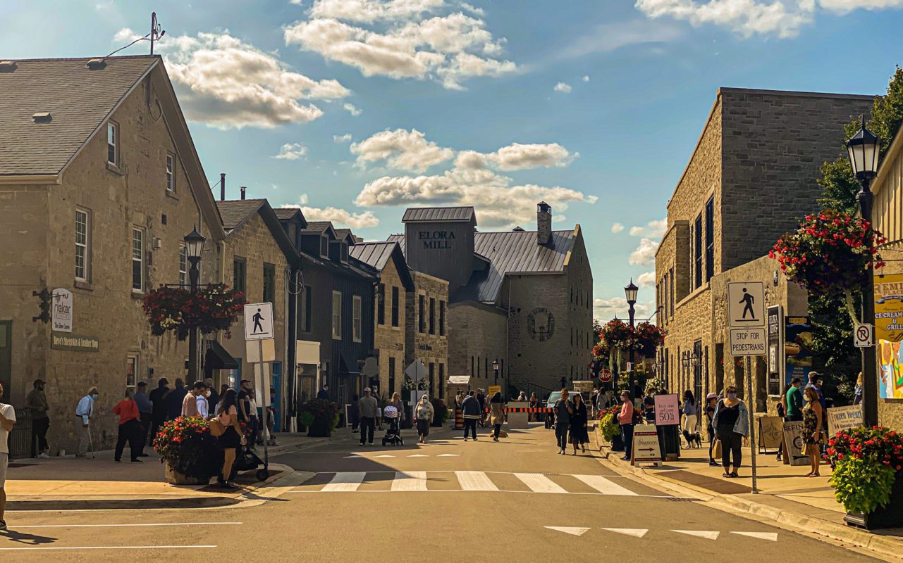 view of downtown Elora, Ontario | road trips from toronto